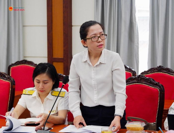 Đại diện Trường Đại học Kiểm sát Trần Thị Huyền phát biểu. Ảnh: Hoa Lê