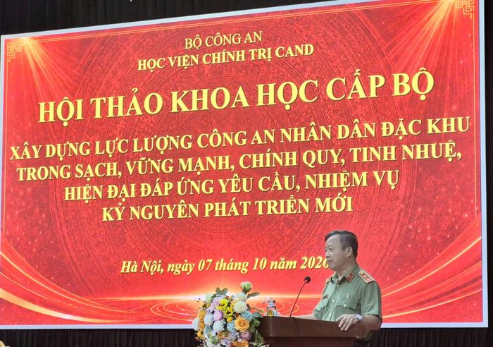Trung tướng, PGS.TS Phan Xuân Tuy, Giám đốc Học viện Chính trị CAND kết luận hội thảo.