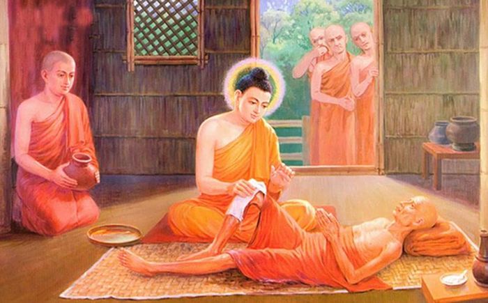 Đức Phật chăm sóc người bệnh. (Nguồn hình minh họa: Internet)