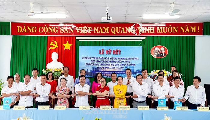 Lễ ký kết hợp tác về việc làm và thị trường lao động giai đoạn 2026-2030 giữa các trung tâm dịch vụ việc làm các tỉnh, thành phố khu vực phía Nam.