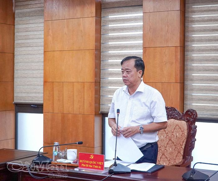Đồng chí Huỳnh Quốc Việt, Phó Bí thư Tỉnh uỷ, Trưởng ban Chỉ đạo, phát biểu chỉ đạo một số nhiệm vụ trọng tâm thời gian tới.
