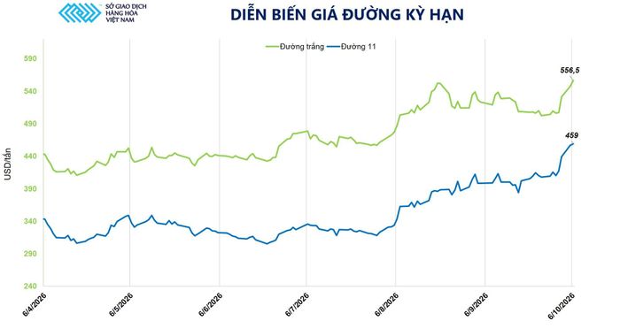 Diễn biến giá đường kỳ hạn. Nguồn: MXV