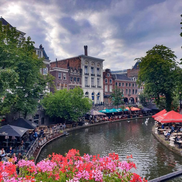 Không gian ven kênh tại Utrecht (Hà Lan), nơi mặt nước, cây xanh và các hoạt động đô thị cùng tạo nên cảnh quan sôi động giữa khu trung tâm. Ảnh: Unsplash
