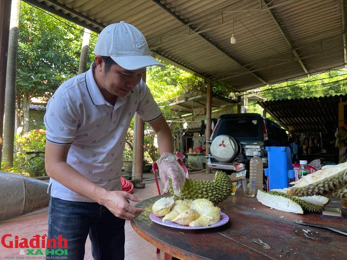 Sầu riêng anh Quýnh trồng được khen có hương vị thơm ngon. Ảnh: Hùng Trần.