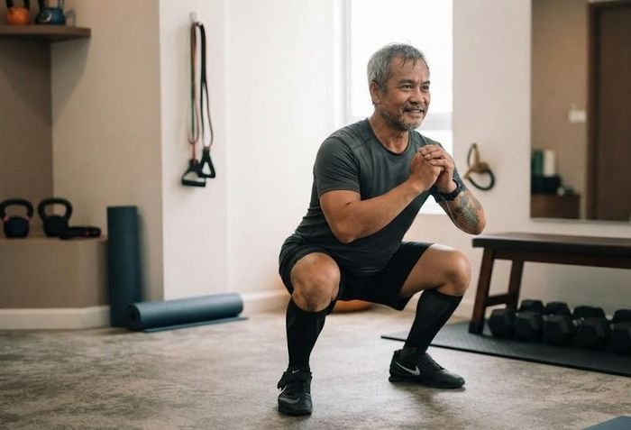 Squat nhanh giúp duy trì khả năng tạo lực của chân. Ảnh minh họa AI.