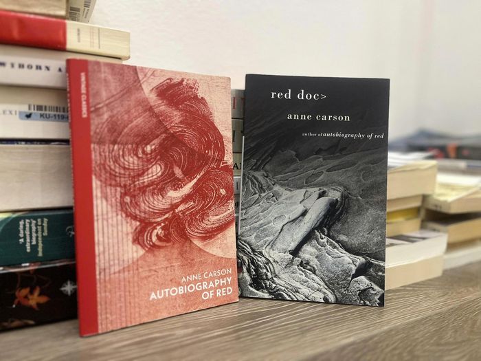  Hai trong số các tác phẩm nổi bật của Anne Carson. Ảnh: Minh Hùng. 