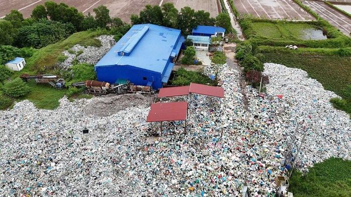 Ngay cạnh bãi rác là các ruộng rươi của người dân