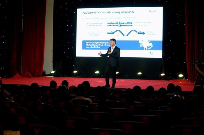 Ông Nguyễn Khắc Nguyện, Phó Tổng Giám đốc Ngân hàng TMCP Á Châu (ACB) với tham luận "Biến học tập thành một phần của hệ điều hành doanh nghiệp"
