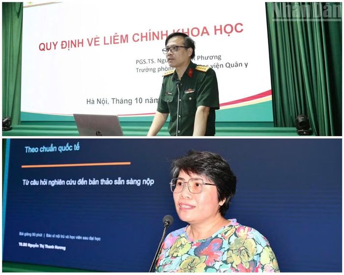 Báo cáo viên trực tiếp giảng dạy, trao đổi tại buổi tập huấn.