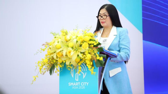 Bà Nguyễn Thị Bích Lan, Viện trưởng Sáng tạo và Chuyển đổi số phát biểu. (Ảnh: Ban tổ chức cung cấp)