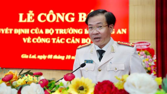 Đại tá Nguyễn Thanh Trí phát biểu nhận nhiệm