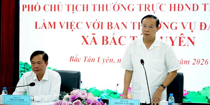  Đồng chí Nguyễn Văn Thọ phát biểu chỉ đạo tại buổi làm việc. Ảnh: DUY TRẦN 