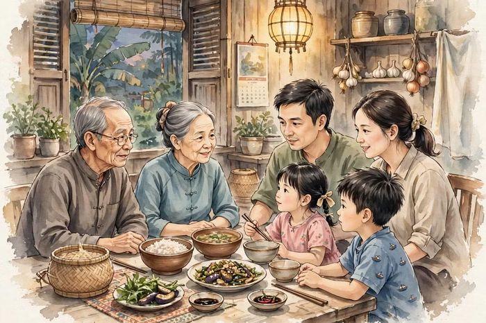 Hạnh phúc gia đình không thể xây bằng sự áp đặt. Ảnh: @Meta AI.