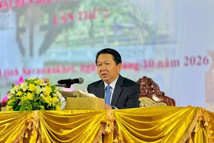 Đồng chí Anouparb Vongnorkeo, Thứ trưởng Bộ Ngoại giao Lào, Trưởng đoàn đại biểu Lào tham dự Hội nghị. (Ảnh: Thúy Hòa)