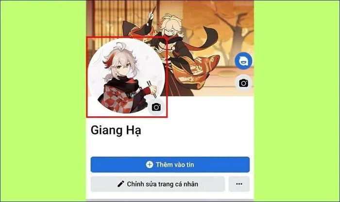 Mở trang cá nhân và chọn avatar.