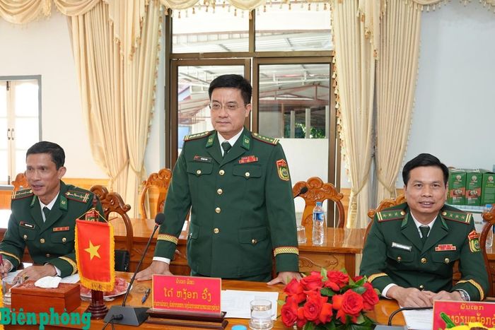Đại tá Đỗ Ngọc Vĩnh, Chỉ huy trưởng Ban Chỉ huy Bộ đội Biên phòng tỉnh Thanh Hóa phát biểu tại Hội đàm. Ảnh: Hải Chuyền