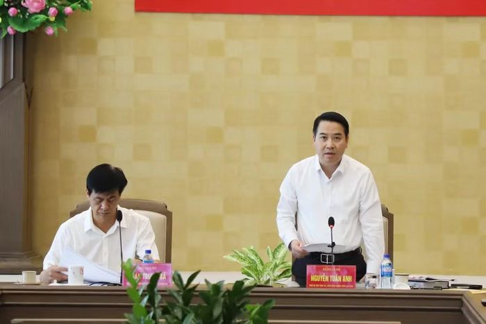  Phó Bí thư Tỉnh ủy, Chủ tịch UBND tỉnh Lào Cai Nguyễn Tuấn Anh phát biểu kết luận hội nghị. ﻿Ảnh: laocai.gov.vn 