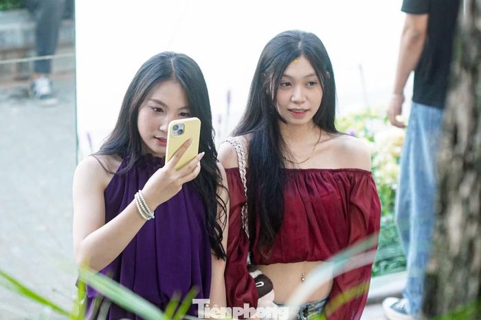  Phương Linh và Thu Anh (20 tuổi, phường Hai Bà Trưng) cho biết đi dạo qua vực này thấy khác lạ và đông người nên tò mò. ﻿ "Em bất ngờ khi thấy bên hồ Hoàn Kiếm lại có cảnh quan độc đáo và lạ mắt như vậy, đặc biệt là khung gương", Linh nói. 