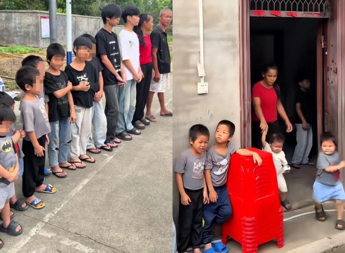 Gia đình đông con của ông Huang. Ảnh: Douyin