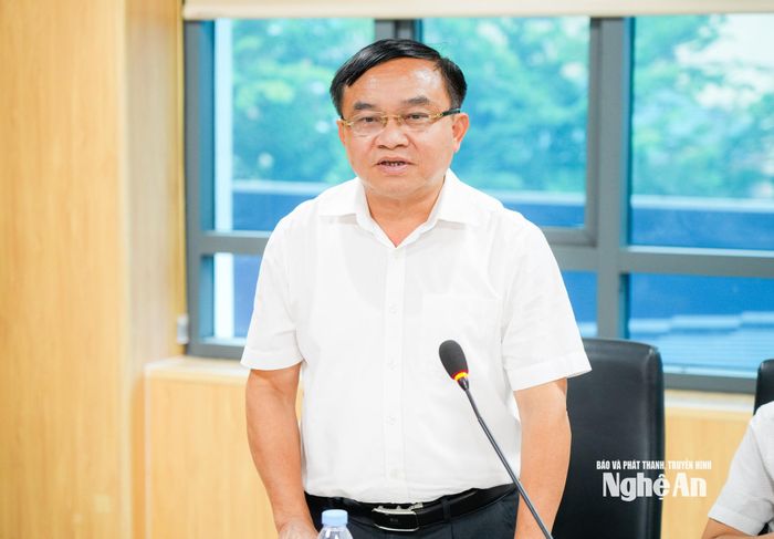 Đồng chí Ngọc Kim Nam - Ủy viên Ban Thường vụ, Trưởng ban Tuyên giáo Tỉnh ủy phát biểu tại cuộc làm việc. Ảnh: TL