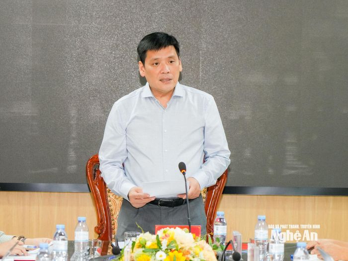 Phó Bí thư Tỉnh ủy Nguyễn Thanh Bình kết luận cuộc làm việc. Ảnh: TL