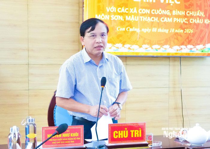 Phó Chủ tịch HĐND tỉnh Nguyễn Như Khôi kết luận tại cuộc làm việc. Ảnh: Mai Hoa