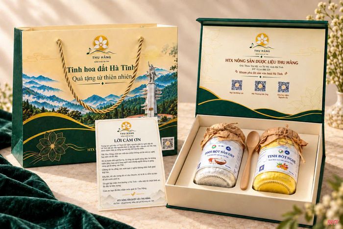 Bộ set các sản phẩm của HTX Nông sản dược liệu Thu Hằng được chọn quà tặng tại một số sự kiện lớn gần đây.