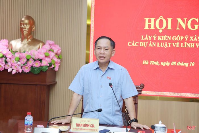 Phó Trưởng đoàn chuyên trách Đoàn ĐBQH tỉnh Trần Đình Gia kết luận hội nghị.