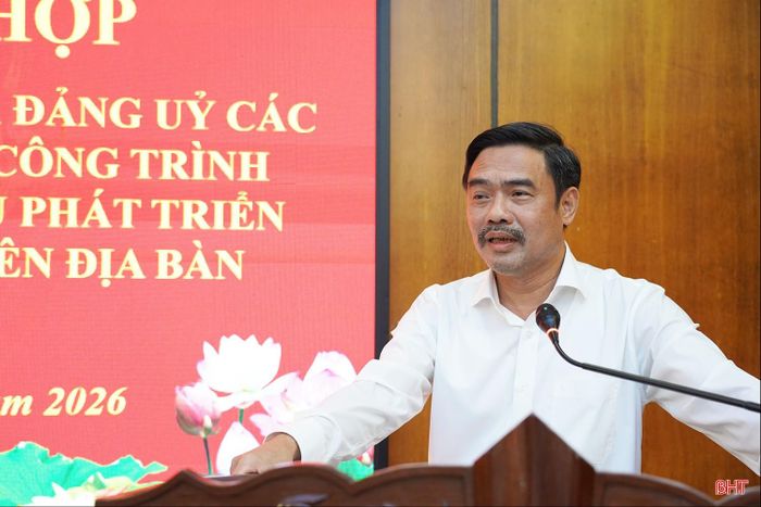 Ông Đỗ Tiến Hùng – Giám đốc Công ty Điện lực Hà Tĩnh phát biểu tại lễ ký kết.
