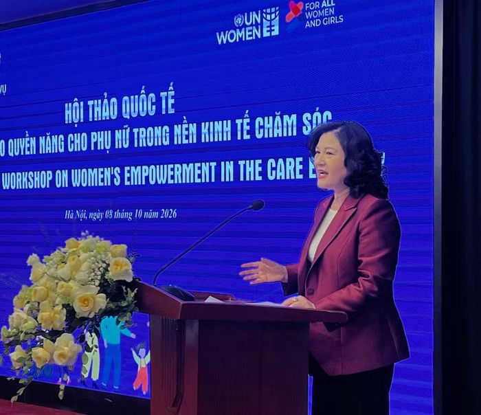 Thứ trưởng Bộ Nội vụ Nguyễn Thị Hà phát biểu tại hội thảo. (Ảnh: Chí Cường/Vietnam+)
