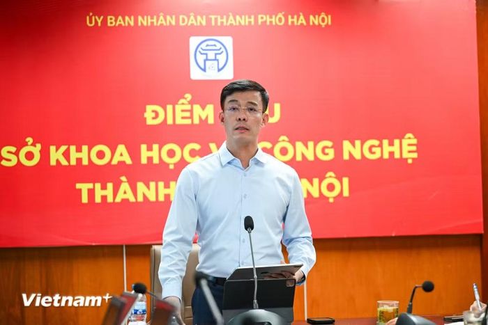 Ông Cù Ngọc Trang, Giám đốc Sở Khoa học và Công nghệ phát biểu khai mạc. (Ảnh: Minh Sơn/Vietnam+)