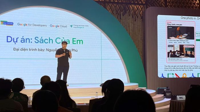 Tác giả Nguyễn Quang Phú trình bày dự án "Sách của em".
