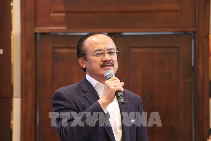 Ông Võ Quốc Thắng, Chủ tịch Tập đoàn Đồng Tâm phát biểu tại tọa đàm. Ảnh: Thanh Vũ – TTXVN 