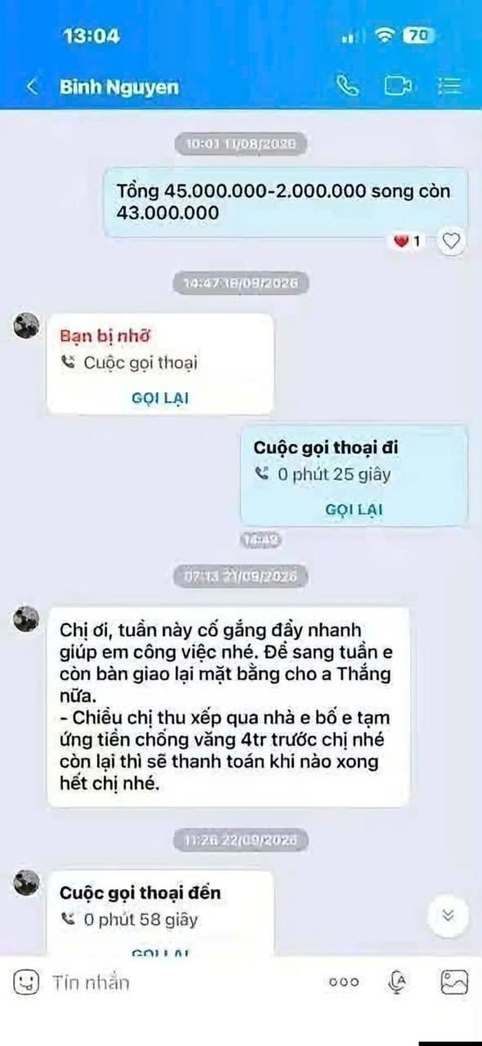 Tin nhắn được cho là thỏa thuận trước đó từ phía đại diện của đội phá dỡ với chủ nhà.