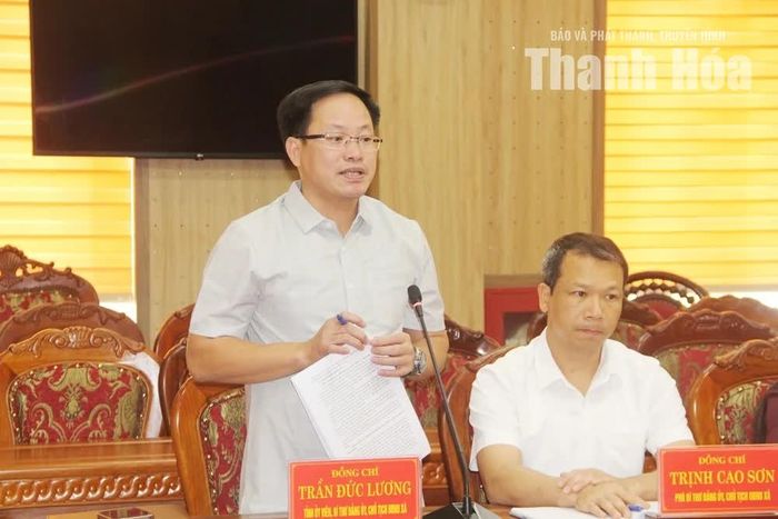 Đại diện lãnh đạo xã Hậu Lộc phát biểu tại buổi làm việc.