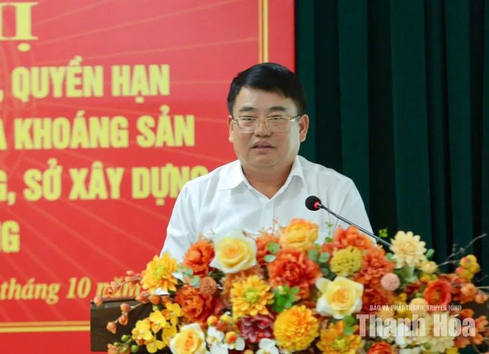 Đồng chí Nguyễn Tiến Hiệu, Giám đốc Sở Công thương phát biểu tại hội nghị.