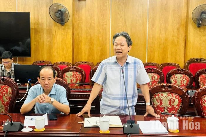 Đại diện lãnh đạo Công ty TNHH MTV Sông Chu phát biểu tại hội nghị.