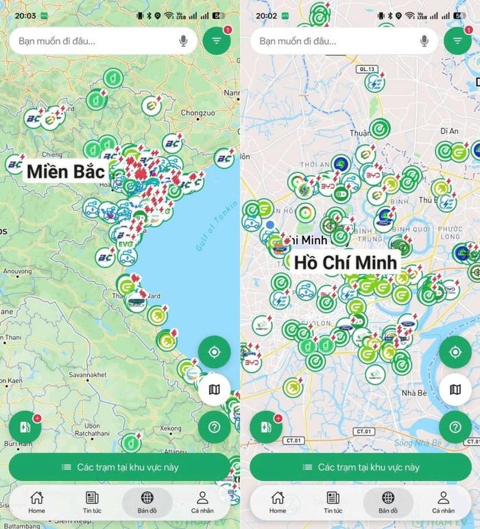 Trên thị trường Việt đang có sự phân mảnh lớn về hạ tầng trạm sạc. Nguồn: TramEV.