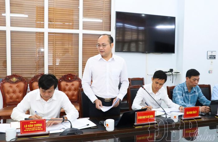 Lãnh đạo Sở Nông nghiệp và Môi trường phát biểu tại cuộc họp. 