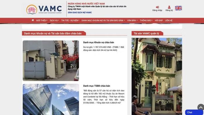 Giao dịch Sàn giao dịch nợ VAMC. Ảnh chụp màn hình