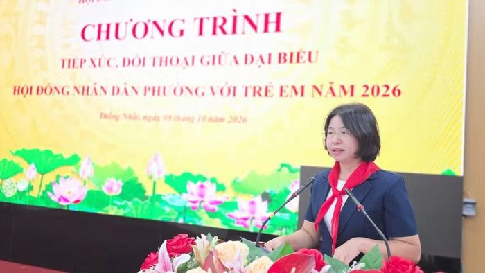  Bà Trần Thị Hồng Nguyệt - Bí thư Đảng ủy, Chủ tịch HĐND phường Thống Nhất kết luận buổi đối thoại. Ảnh: Bá Bính 