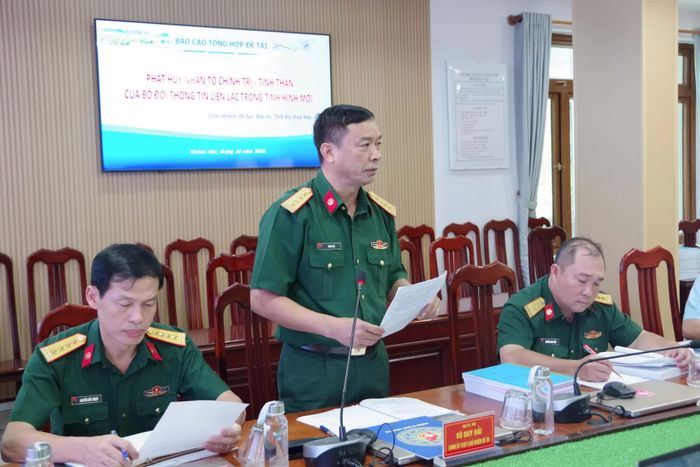 Đại tá, Thạc sĩ Vũ Duy Hải báo cáo kết quả nghiên cứu.