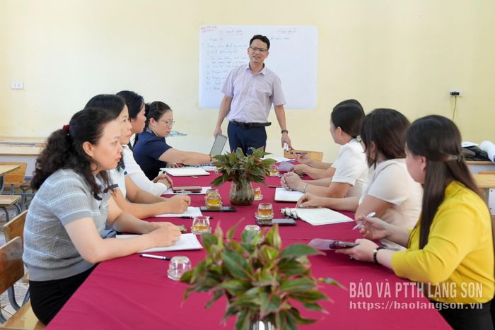 Giáo viên nhà trường thảo luận nhóm với chuyên gia
