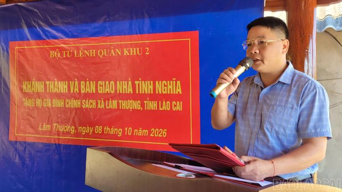 Đồng chí Hoàng Văn Cói - Phó Chủ tịch UBND xã Lâm Thượng phát biểu tại chương trình.