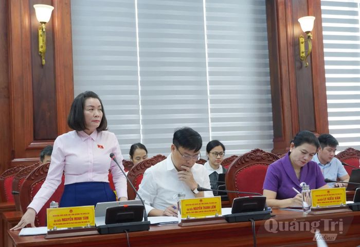 Đồng chí Nguyễn Minh Tâm, Phó trưởng đoàn chuyên trách Đoàn ĐBQH tỉnh trình bày dự kiến nội dung, chương trình kỳ họp thứ 2, Quốc hội khóa XVI - Ảnh: H.L