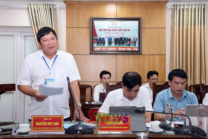 Lãnh đạo Đảng ủy xã Vân Hồ phát biểu tại cuộc làm việc.