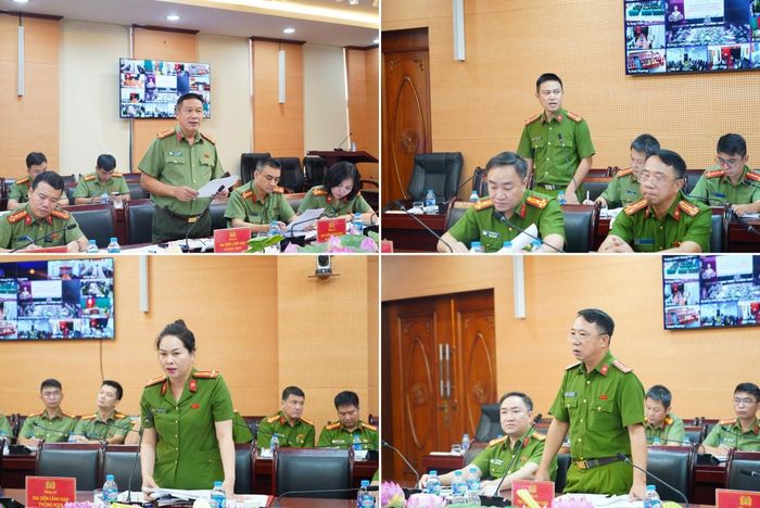 Đại diện các phòng chức năng CATP trao đổi, hướng dẫn, tháo gỡ khó khăn trong quá trình triển khai thực hiện nhiệm vụ.