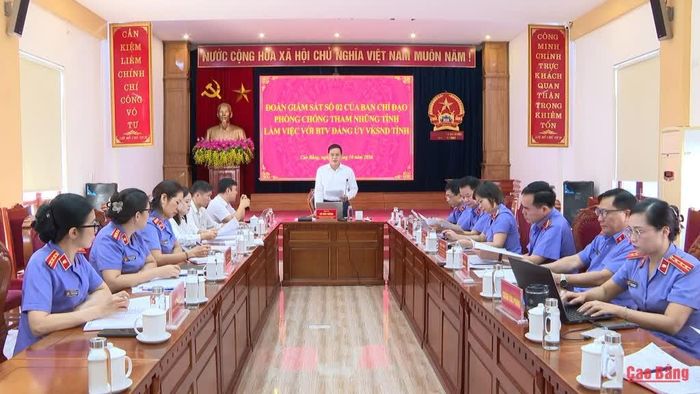 Chủ nhiệm Ủy ban Kiểm tra Tỉnh ủy Đỗ Văn Thắng kết luận buổi giám sát tại Viện Kiểm sát nhân dân tỉnh.
