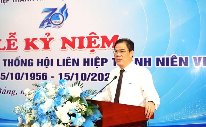 Phó Bí thư Tỉnh ủy, Chủ tịch Ủy ban MTTQ Việt Nam tỉnh Vũ Hồng Quang phát biểu tại lễ kỷ niệm.