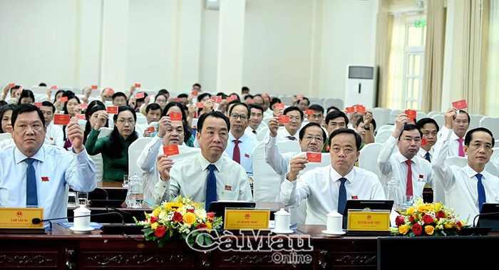 Các đại biểu quyết nghị thông qua các nội dung trình tại Kỳ họp thứ 6 HĐND tỉnh khoá XI.